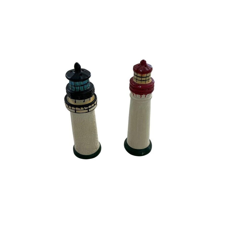 Lighthouse Salt & Pepper Shakers Nautical Beach House Decor 4" Tall - Picture 3 of 5